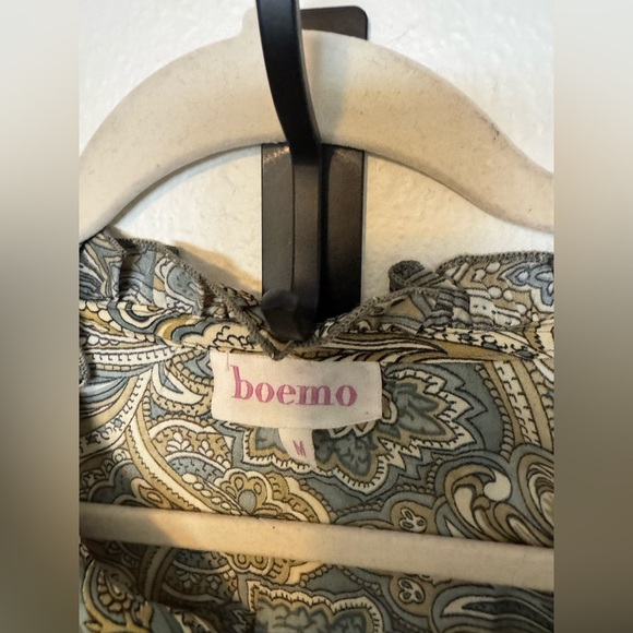 NEW Boemo Anthropologie Paisley Green Ruffle Maxi Dress Tiered Medium NWT - Picture 4 of 7